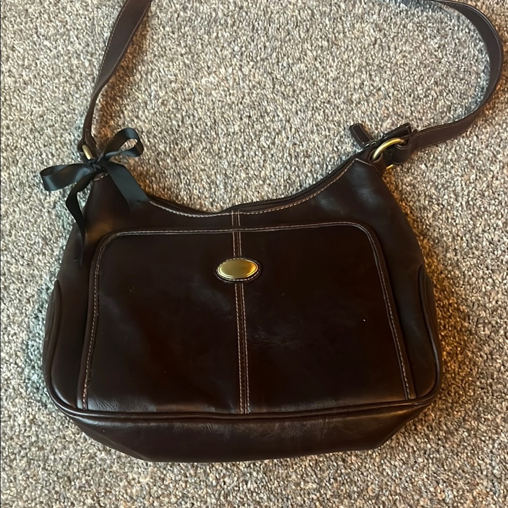 Elegant Brown Leather Shoulder Bag